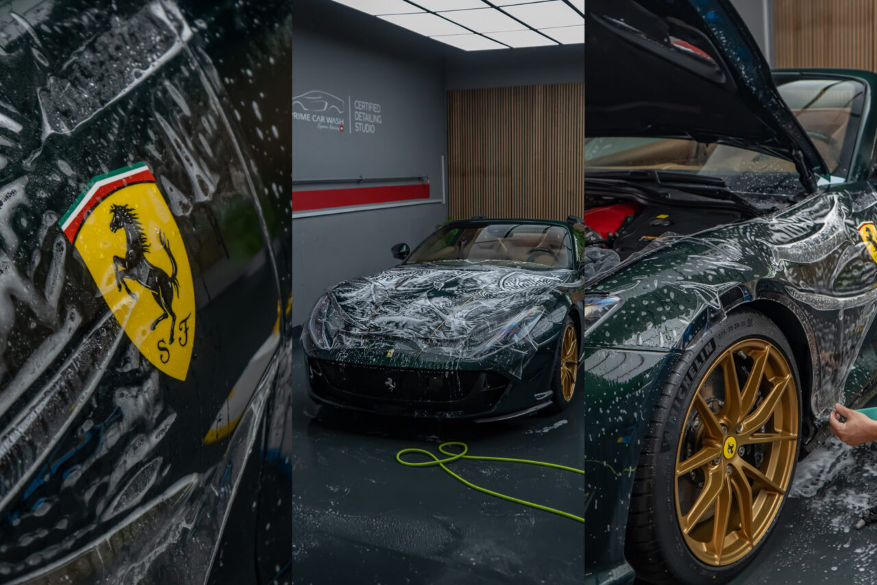 Ferrari 812 GTS in Verde Zeltweg während der professionellen Lackschutzfolierung bei BespokeOne